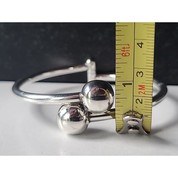 Sterling Silver 925 Double Ball Bypass Hinged Bangle Bracelet Made In Mexico AGS - Picture 8 of 10